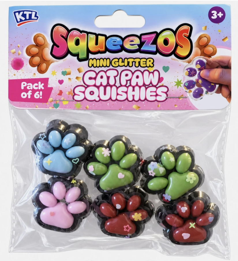 Squeezos Mini Glitter Cat Paw Taba Squishies