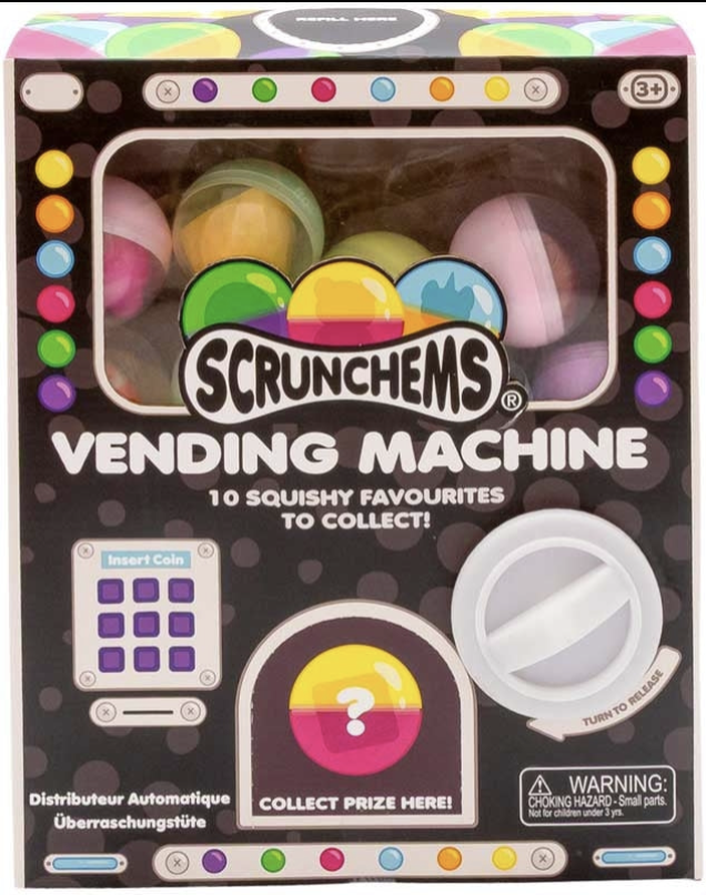 Scrunchems Vending Machine Toy Set with 10 Surprise Collectible Pieces