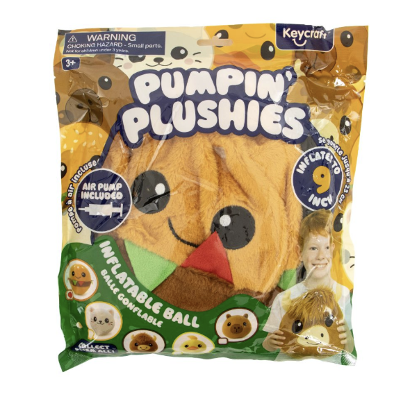 Pumpin Plushies Burger – Inflatable Soft Ball Plush Toy with Air Pump
