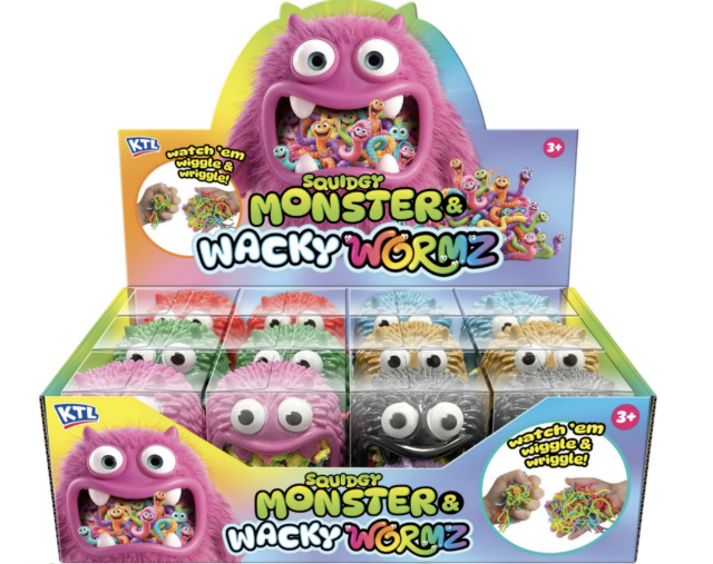 Squidgy Monster with Wacky Wormz Squishy Toy
