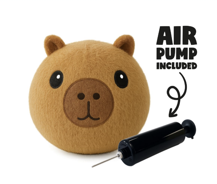 Pumpin Plushies Capybara – Inflatable Soft Plush Toy Ball with Air Pump