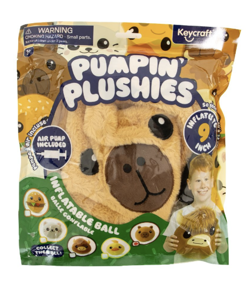 Pumpin Plushies Capybara – Inflatable Soft Plush Toy Ball with Air Pump