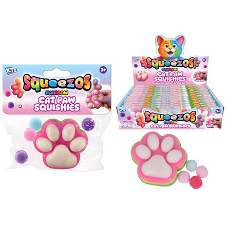 Squishy Rainbow Cat Paw with Bobbles Sensory Toy