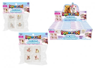 Squish 4 Pack Unicorn / Capybara Ice Cubes Squishy Toy Set