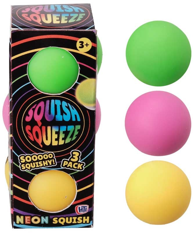 Neon Super Squish Balls 3 Pack Assorted Sensory Toy