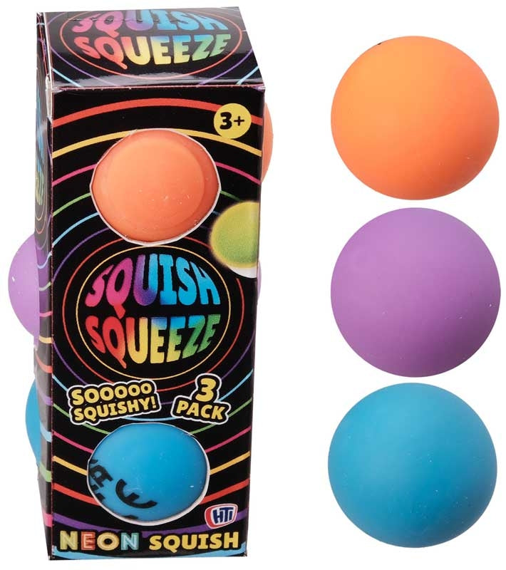 Neon Super Squish Balls 3 Pack Assorted Sensory Toy