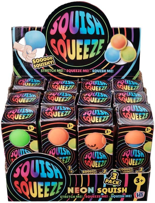 Neon Super Squish Balls 3 Pack Assorted Sensory Toy