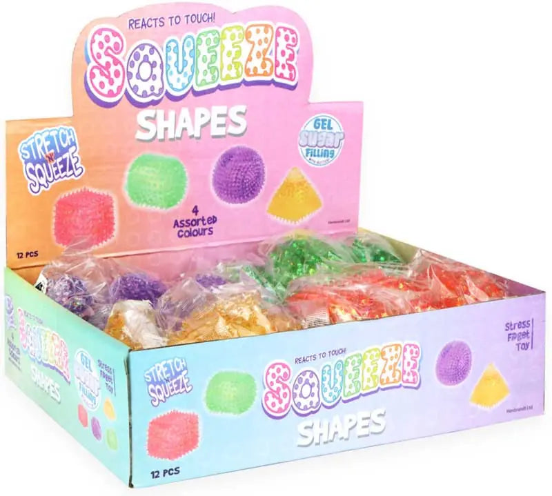 Squeeze Bobbly Shapes with Sugar Squishy Toy 6.5cm Assorted