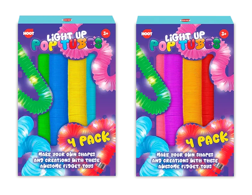 Light Up Pop Tubes Fidget Toy 4 Pack